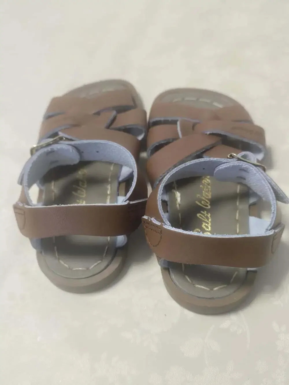 New The Salt Water Original Tan Color Toddler Adjustable Straps Leather Sandals